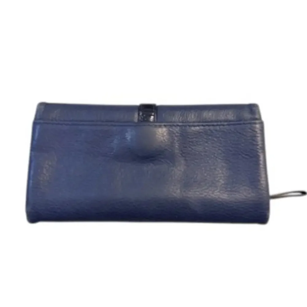 Brighton Nolita Shimmer Large Wallet Navy Leather Flap Magnetic Snap $190 Retail